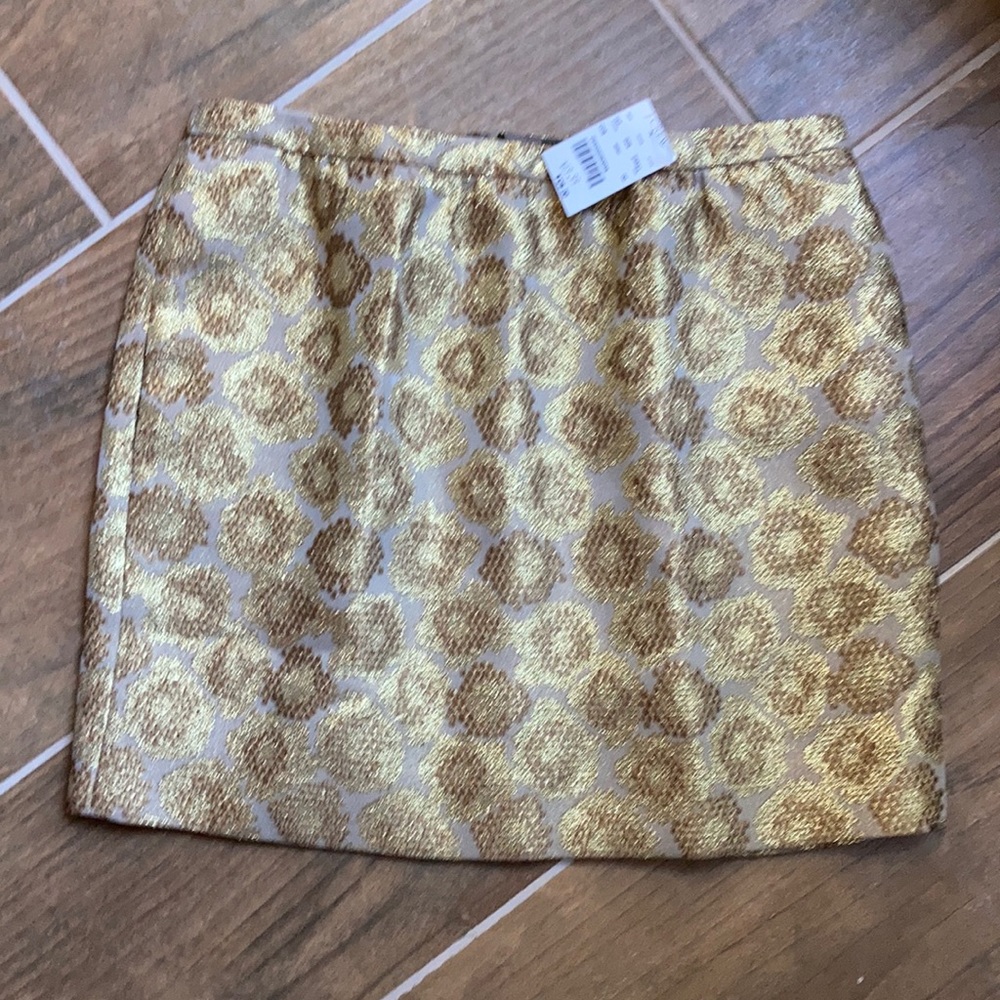 NWT J. Crew Glittery Gold Mini Skirt Size 00